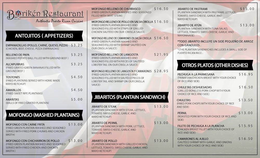Borikén Restaurant Menu image 1